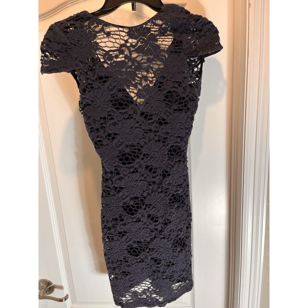 L'Agence Lace‎ bodycon dress. Navy Blue Cotton- stretch lining Size 0